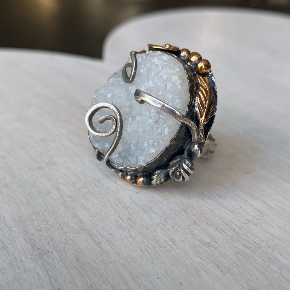 Milky quartz Ring size 7 sterling silver vintage